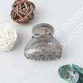 Minimalist transparent grey matte hair claw clip with cutout semicircular design - Jelly Grey