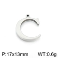 Silver stainless steel letter C pendant with small ring, size 17x13mm and 0.6g weight - Letter C (KLJ1410-Z) / Steel