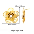 Orecchini a fiore dorati con perla centrale e indicazioni precise delle dimensioni - Stile Fiore d'Oro Perla (E01333G)