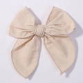 Beige linen 4.5 inch hair bow clip for girls with elegant handcrafted fabric texture - Apricot (2832-3)