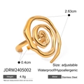 Verstellbarer spiralförmiger 18k vergoldeter Edelstahlring mit wasserfester Form - Dreischichtiger Spiralstil (JDRW2405002)