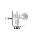 Titanium piercing jewelry with trident shape and clear gem in 0.75cm x 0.4cm size - Trident Shape (T2512-5#) / Silver
