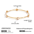 Elegant 18k gold plated stainless steel bangle featuring six evenly spaced white pearls - Pearl Style (JDB0304028) / Gold