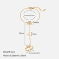 Gouden roestvrijstalen handketting ring met vlinder charms en afmeting details - Vlinder