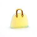 Mini natural opal gemstone handbag pendant with elegant golden metal handle detail - Opal