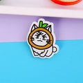 Cute white acrylic cat brooch with orange fruit headwear on blue and purple backdrop - 8# Orange Cat