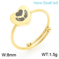 Minimalist adjustable heart ring in golden finish featuring hands holding heart engraving - Gold With Hands Holding Heart Pattern
