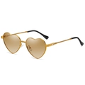 Retro heart-shaped sunglasses with gold braided metal frames and brown gradient lenses - Gold Frame Gradient Tea
