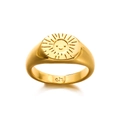 Polished 18K gold-plated signet ring featuring a minimalist sun smiley face design - US 6 / Gold