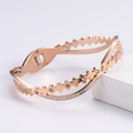 Bracciale a doppio strato in oro rosa con motivi a fiori e cristalli luccicanti - Oro rosa