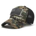 Gorra táctica de camuflaje con parche de bandera de EE. UU. y malla trasera transpirable - Camuflaje de Desierto