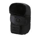 Gorro de aviador negro para invierno con máscara cortavientos y forro de felpa - Negro