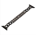 Detailed view of dark metal chain watch strap with rectangular links and connectors - 20mm / Black