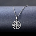 Collana con ciondolo Albero della Vita in acciaio inossidabile lucido con design vuoto - Albero della vita