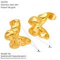 18k gold plated stainless steel butterfly stud earrings with 17mm x 13mm dimensions - Liquid Metal Butterfly Style (SE479G)
