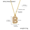 18k gold plated stainless steel necklace with sparkling zircon letter B pendant - 40+5cm / Gold-B