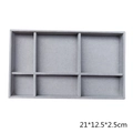 Vassoio per gioielli in velluto grigio con scomparti per anelli e orecchini 21x12cm - 6 Griglie / Grigio