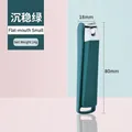 Green splash-proof stainless steel nail clipper, small flat mouth size, 80mm length - Medium Straight Edge / Dark Green