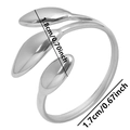 Dimensiones detalladas de un anillo vintage de tres hojas en acero inoxidable 304 de 1,7 cm - Plateado