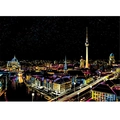 Berlin night city skyline scratch art with TV Tower and glowing urban scenery - Berlin