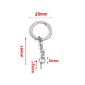Porte-clés en acier argenté 25mm avec chaîne 35mm et vis à œil pour bijoux DIY - Anneau Plat 25mm + Chaîne Torsadée + Vis à Œil