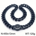 Catena cubana nera hip-hop spessa con fibbia per orologio con diamanti 450x13mm - 75cm / Nero con chiusura in strass