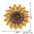 Sparkling sunflower brooch pin with yellow metal petals and crystal center 3.8cm - Sunflower Brooch