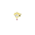 Dettaglio dell'orecchino ad ala dorata con pietra di luna bianca e gemma a cuore rosa - Orecchino Cuore Pietra di Luna Oro (#17)