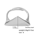 Silver stainless steel geometric triangle ring in size 6 with polished metallic finish - US 6 / A783-Steel-Geometric Triangle