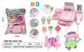 Pink kids supermarket toy set with electronic cash register and sound light scanner - Pink Cash Register Ice Cream Cart Set Bagged (F332-12K)