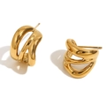 Moderne minimalistische Ohrringe aus 18K vergoldetem Edelstahl mit geschichteten Linien - Gold