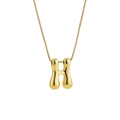 18K gold-plated stainless steel puffy 3D letter H pendant necklace with box chain - Gold H