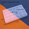 Transparent 24-grid plastic organizer box with fixed dividers for small accessories - 24 Fixed Compartments (19*13*2.2cm)