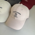 Cotton baseball cap with B embroidery in pink, white, dark grey and burgundy colors - Pink