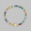 Bracciale bohémien in cristallo colorato con una lettera O dorata posta al centro - Lettera O