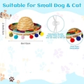 Detail of mini pet straw hat with colorful pom-poms and adjustable elastic cord - Mexican Sombrero Hat
