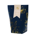 Navy blue wedding gift box with gold floral patterns and Thank You tag for parties - Gold Stamping Floral Pattern Pocket Box - Blue