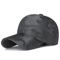 Dunkelgraue Camouflage-Baseballkappe mit schwarzer Sport-Stickerei und Mesh-Gewebe - Verstellbar / Dunkelgrau