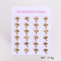 Detailed set of 24 mini golden stainless steel umbrella charms on a white display card - Umbrella Shape