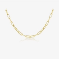 Elegant gold paperclip chain necklace in S925 sterling silver with a polished finish - 18K Gold-018(XL) (Gold Thick Paperclip Chain)