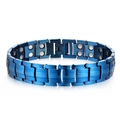 Bracciale magnetico da uomo in acciaio al titanio blu con doppia fila di magneti - Bracciale 2 (Blu)