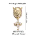 18K gold-plated copper religious pendant with micro-pave cubic zirconia and angel relief - Angel Relief Cross Pendant