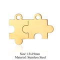 Golden stainless steel puzzle piece charms for DIY jewelry 13x19mm set of five pieces - Puzzle (T931-2) / 5 Pieces / Gold