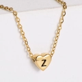 Elegant 18k gold plated heart necklace with black letter Z engraving on pendant - Letter Z