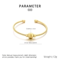 Detailed technical view of a 60mm twisted wire stainless steel cuff with golden finish - Cylindrical Bead Style (KB187907-XY) / Gold