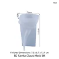 3D Santa Claus silicone mold for DIY Christmas candles with precise dimension specs - Mirror Style - Pointed Santa / Milky White