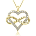 Gold-plated S925 silver necklace with infinity heart pendant and cubic zirconia - Necklace (With Cross Chain) / Gold / 40+5cm
