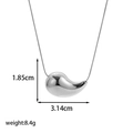 Detailed view of the teardrop pendant dimensions showing 3.14cm width and 1.85cm height - Silver Large Bean Style (TN3293-S)