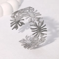Elegante bracciale rigido aperto a foglia irregolare in acciaio inossidabile argento - Color Acciaio