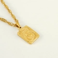 18K gold-plated stainless steel square pendant necklace featuring letter G engraving - Letter G